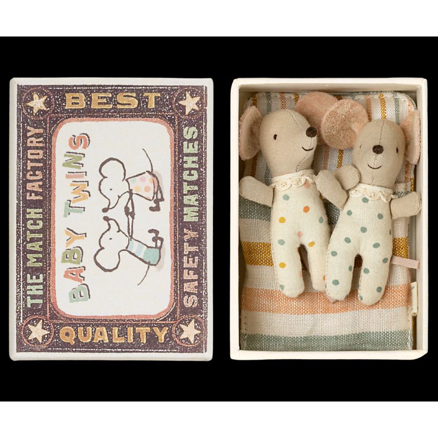 Baby Mice Twins in Box - Polka Dots